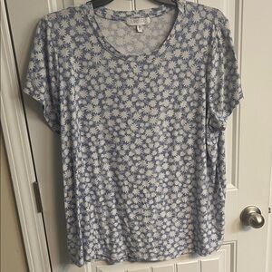 Planet Gold White Daisy Print Women's Tee very soft everyday wear 3xl